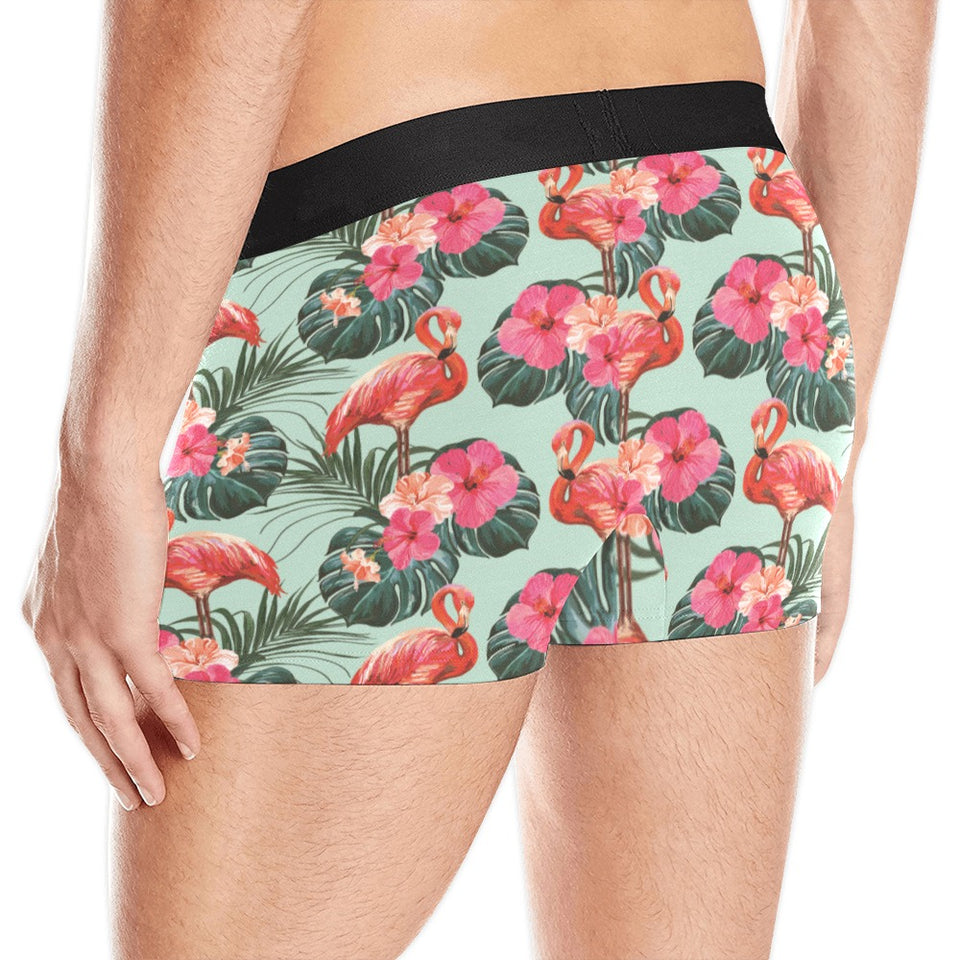 Beautiful flamingo tropical palm leaves hibiscus p Men's All Over Print Boxer Briefs Men's Underwear
