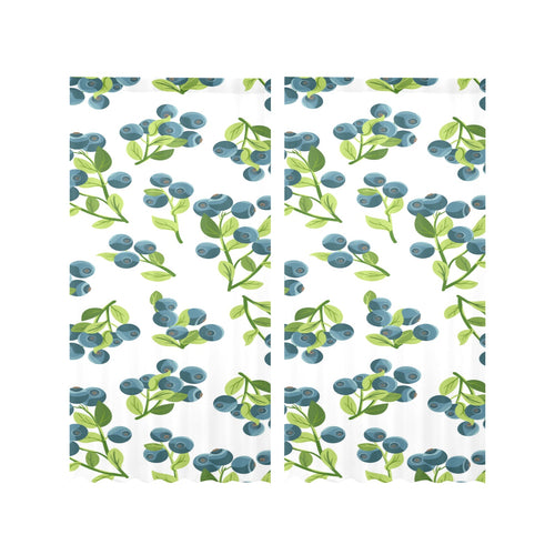 blueberry white background Gauze Curtain