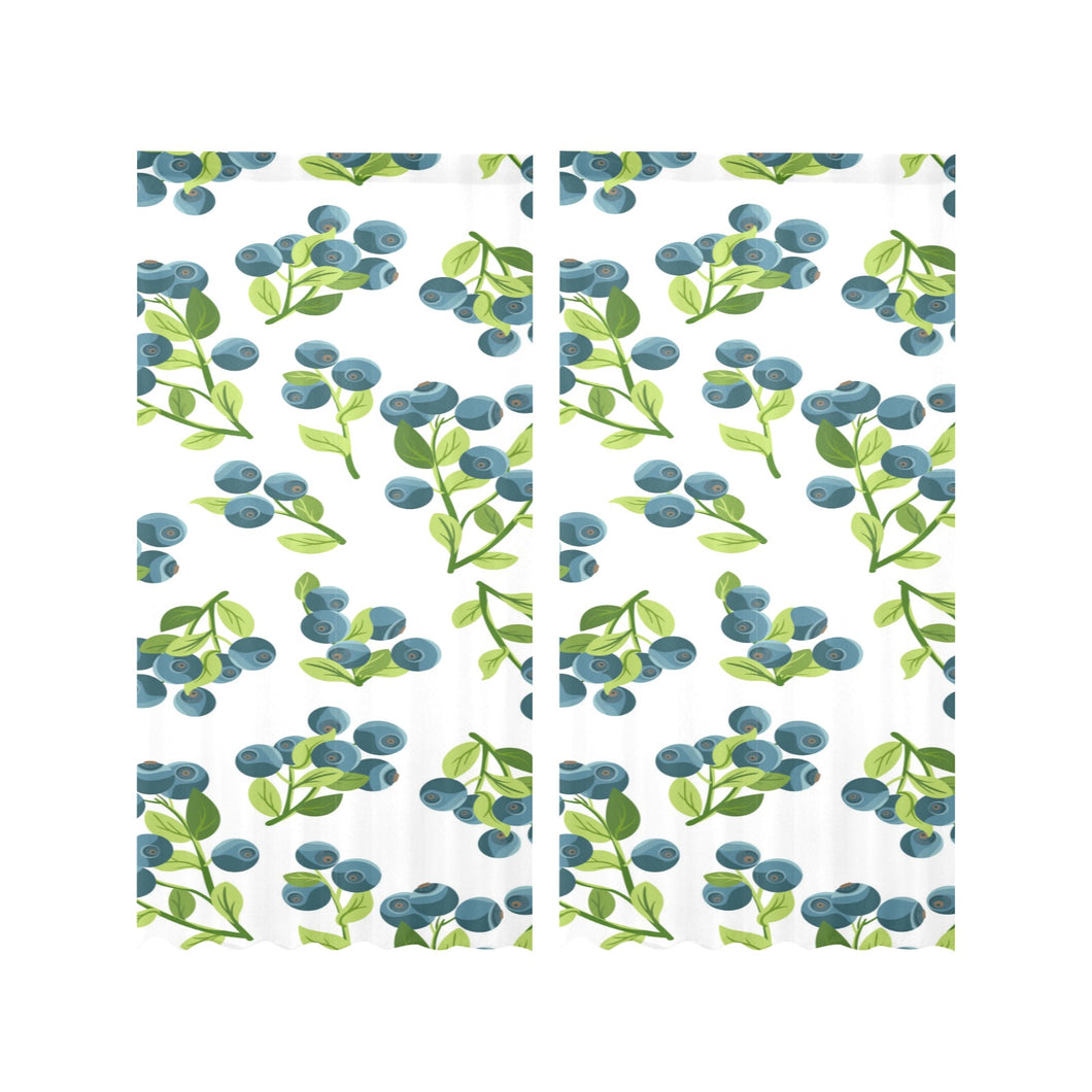 blueberry white background Gauze Curtain
