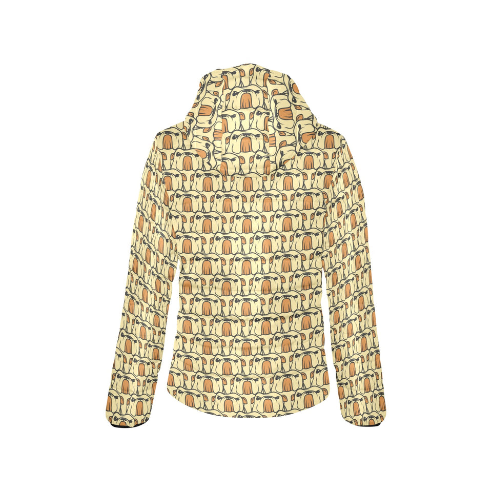 English Bulldog Pattern Print Design 02 Women's Padded Hooded Jacket