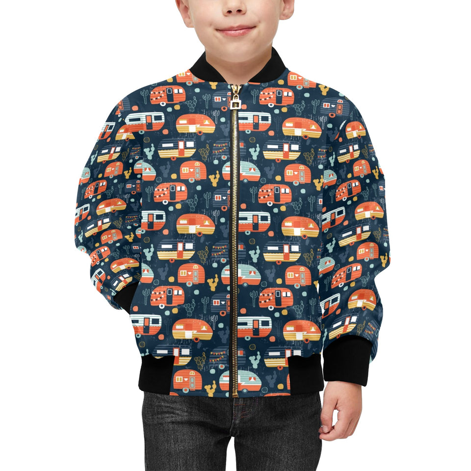 Camper Van Pattern Print Design 05 Kids' Boys' Girls' Bomber Jacket