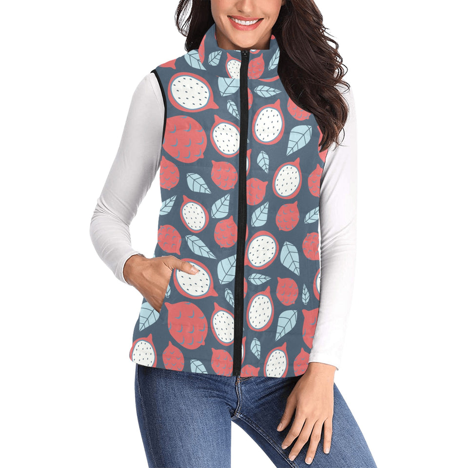 dragon fruits dark blue background Women's Padded Vest