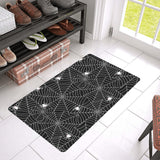 Spider web design pattern Black background white c Doormat