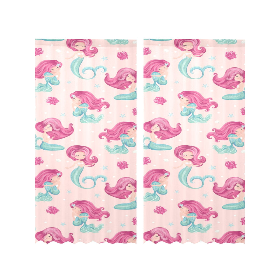 Cute little mermaid pattern Gauze Curtain