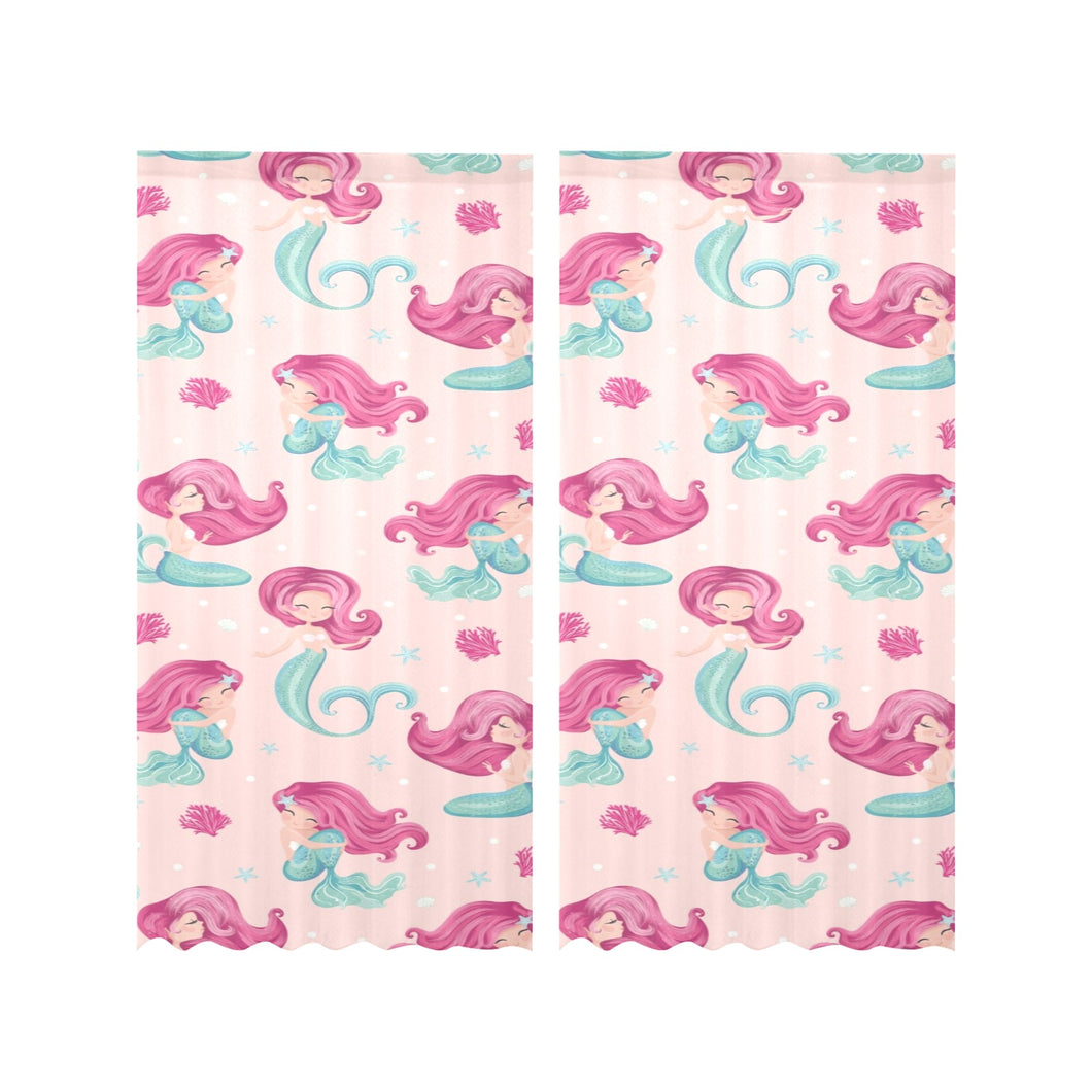 Cute little mermaid pattern Gauze Curtain