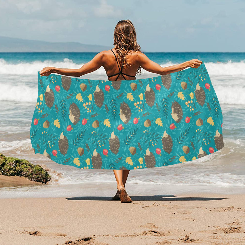 Hedgehog Pattern Print Design 01 Beach Towel