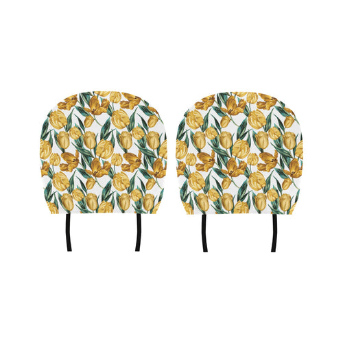 yellow tulips pattern Car Headrest Cover