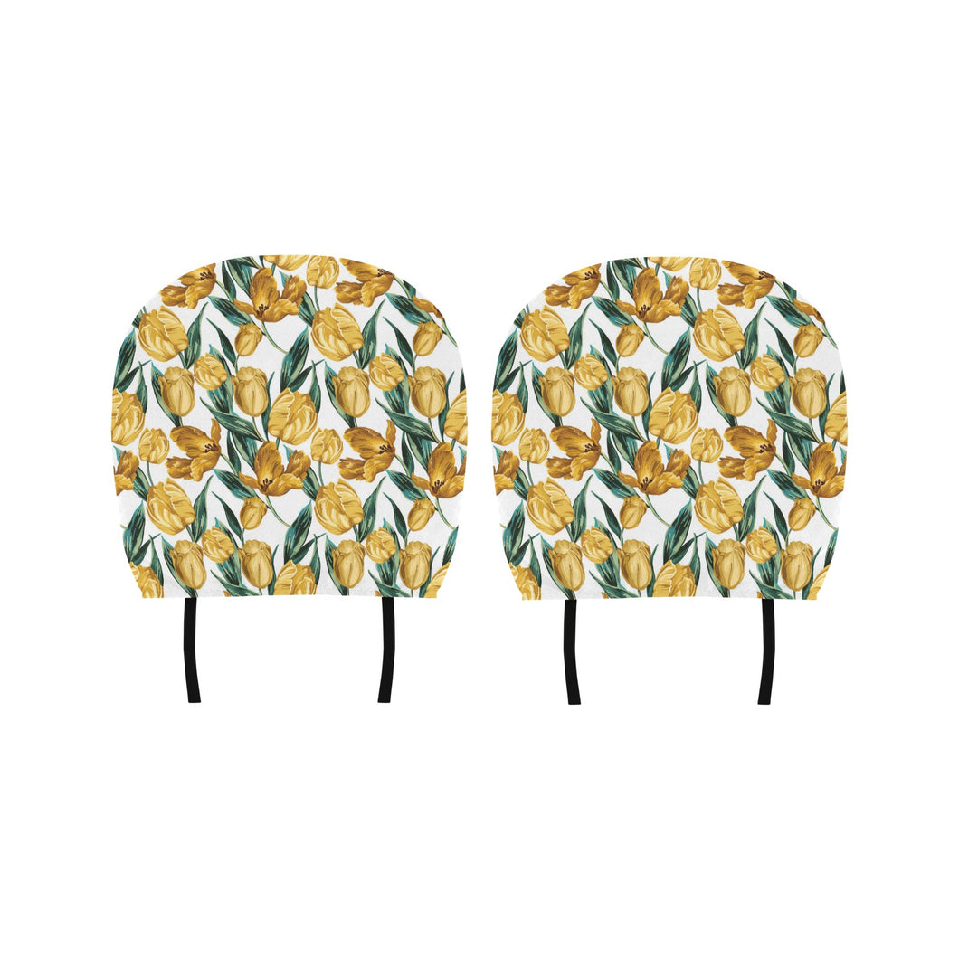 yellow tulips pattern Car Headrest Cover