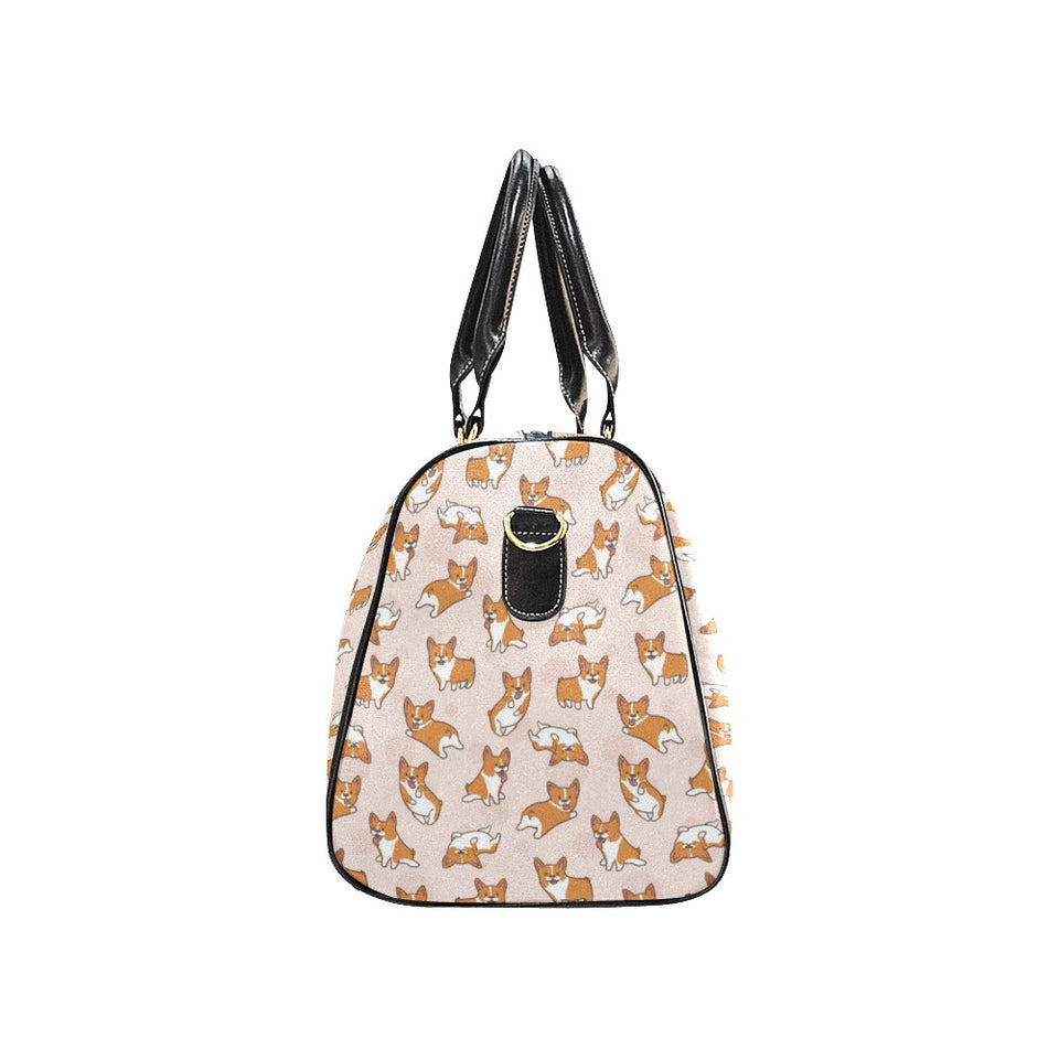 Cute Corgis Pattern pink background Travel Bag