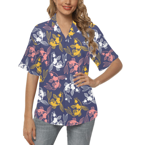 Koi Fish Carp Fish pattern Women's All Over Print Hawaiian Shirt
