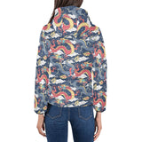 Blue red dragon cloud pattern Women's Padded Hooded Jacket
