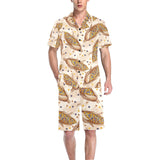Corn Pattern Print Design 03 Men's V-Neck Short Pajama Set