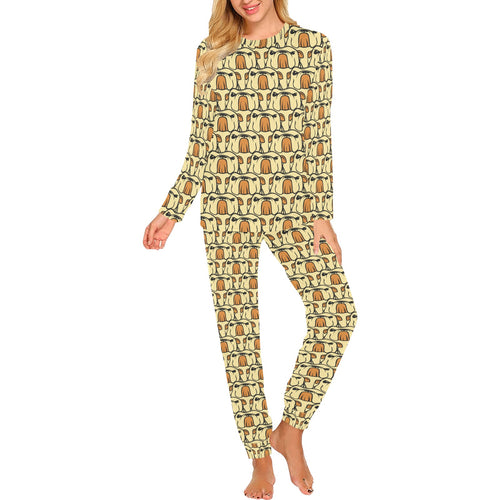 English Bulldog Pattern Print Design 02 Women's All Over Print Pajama Set