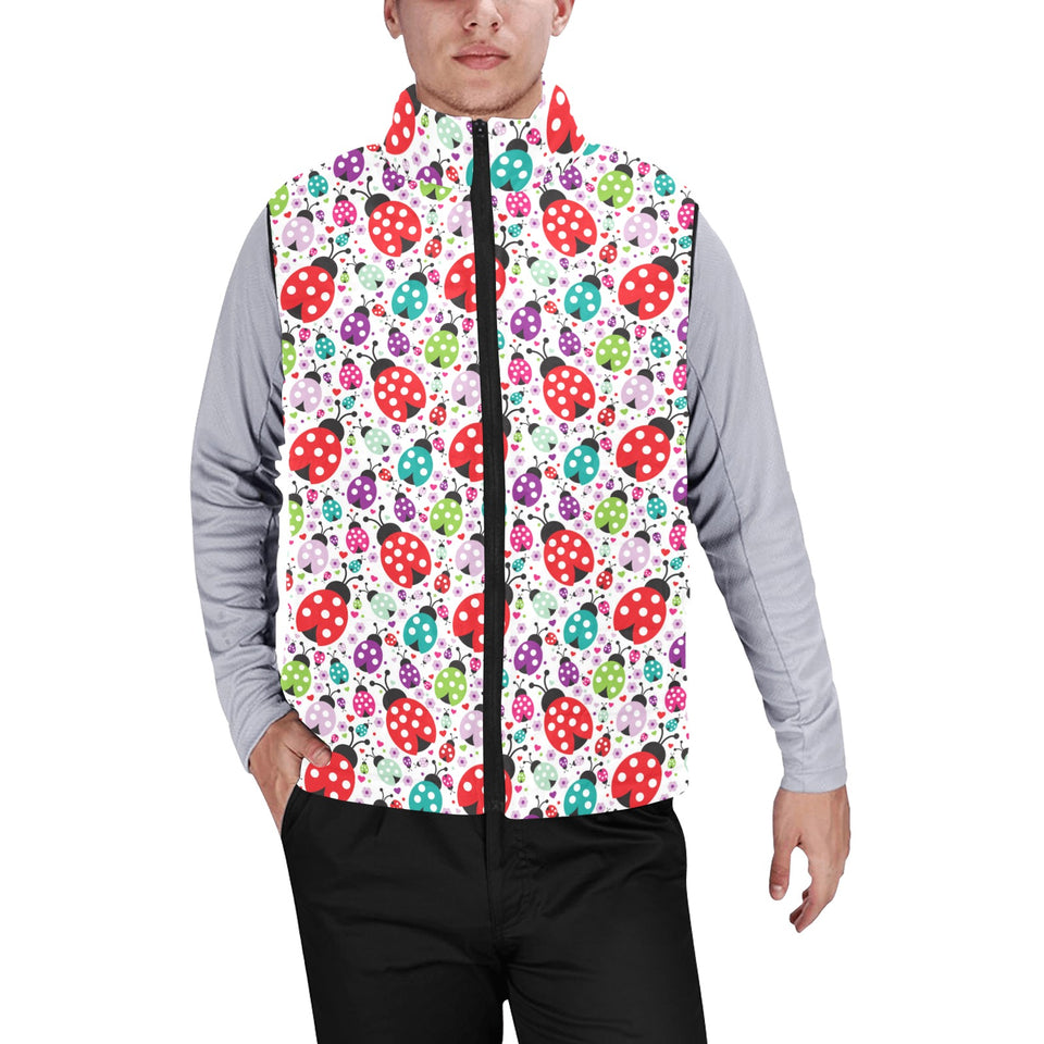 Ladybug Pattern Print Design 03 Men's Padded Vest