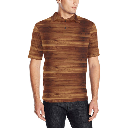 Wood Printed Pattern Print Design 04 Men's All Over Print Polo Shirt