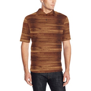 Wood Printed Pattern Print Design 04 Men's All Over Print Polo Shirt