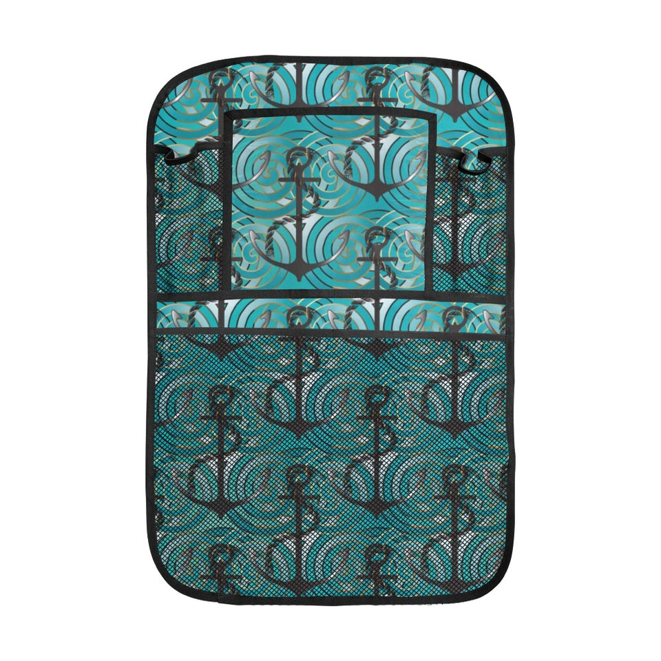 Anchor nautical green background Car Seat Back Organizer