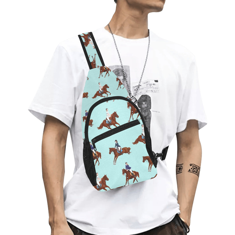 Horses running horses rider pattern All Over Print Chest Bag