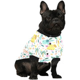 Cute elephants palm tree flower butterfly pattern All Over Print Pet Dog Round Neck Fuzzy Shirt