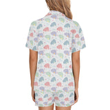 Hippopotamus Pattern Print Design 03 Women's V-Neck Short Pajama Set