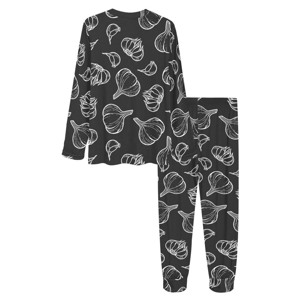 Garlic pattern black background Women's All Over Print Pajama Set