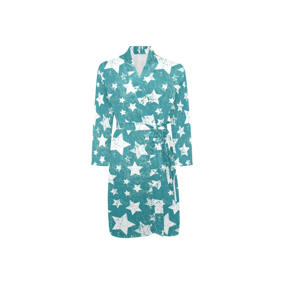 Vintage star pattern Men's Long Sleeve Belted Night Robe
