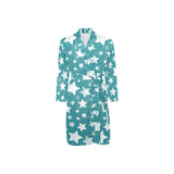 Vintage star pattern Men's Long Sleeve Belted Night Robe
