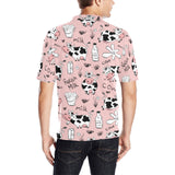 Cows milk product pink background Men's All Over Print Polo Shirt