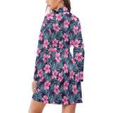 Hibiscus Pattern Print Design 05 Women's Long Sleeve Belted Night Robe