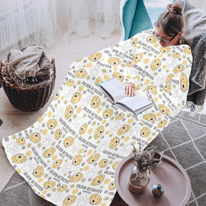 Golden Retriever Pattern Print Design 04 Blanket Robe with Sleeves