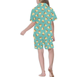 Sandwich Pattern Print Design 03 Kids' Boys' Girls' V-Neck Short Pajama Set