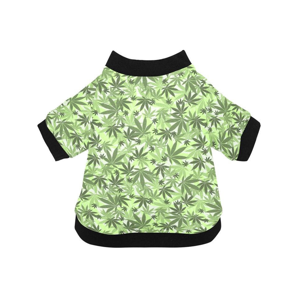 Canabis Marijuana Weed Pattern Print Design 01 All Over Print Pet Dog Round Neck Fuzzy Shirt