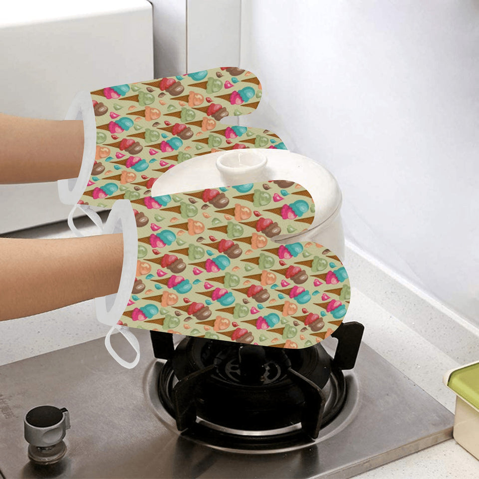 Colorful ice cream pattern Heat Resistant Oven Mitts