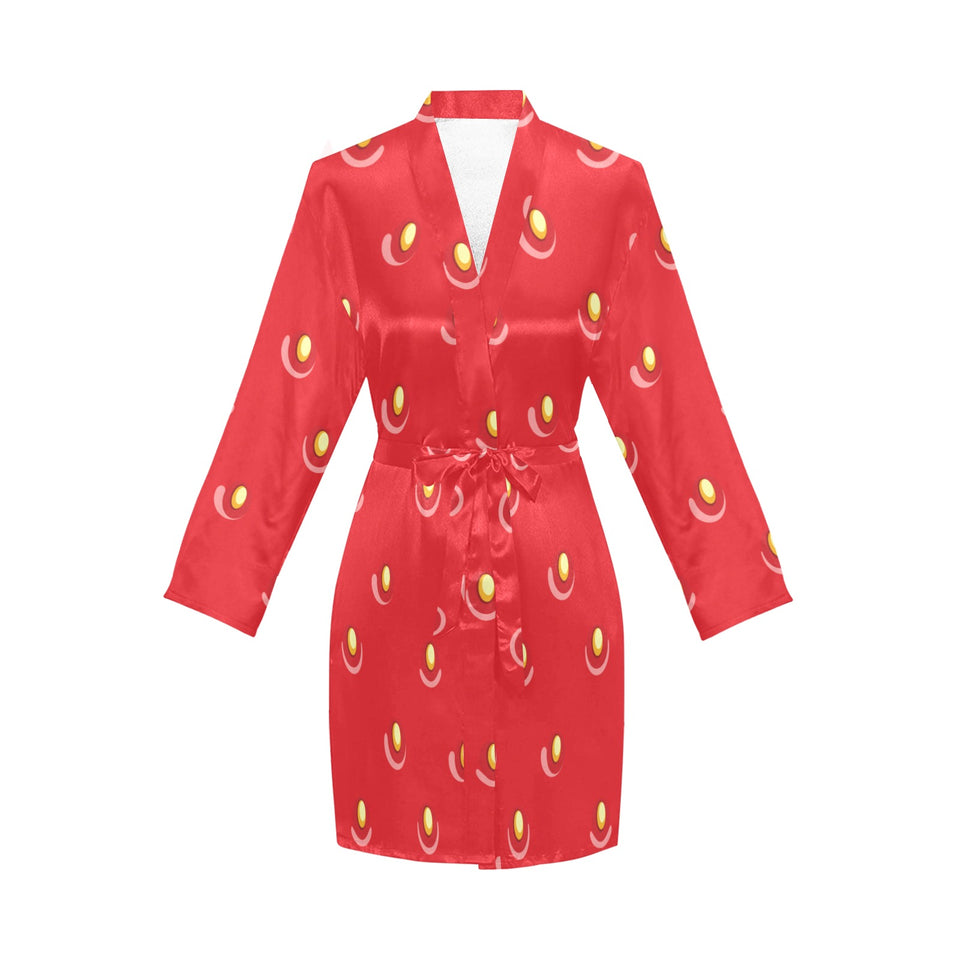 strawberry texture skin pattern Women's Long Sleeve Belted Night Robe