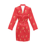 strawberry texture skin pattern Women's Long Sleeve Belted Night Robe