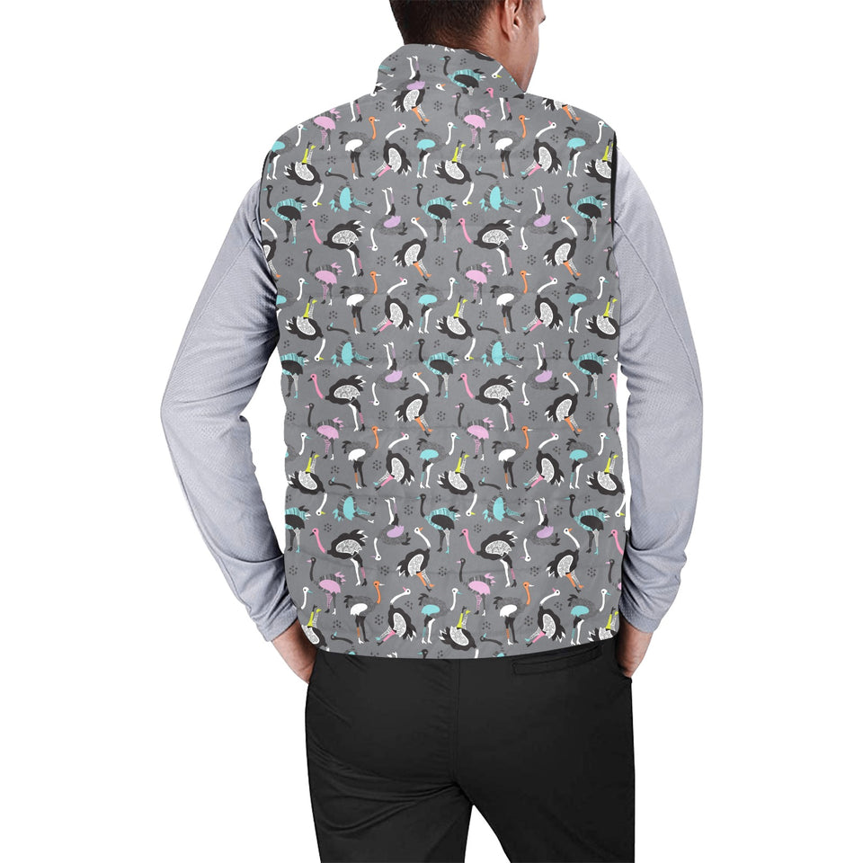 Ostrich Pattern Print Design 01 Men's Padded Vest