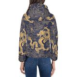 Gold dragon pattern Women's Padded Hooded Jacket