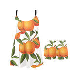 Oranges pattern background Chest Sexy Pleated Two Piece Swim Dress