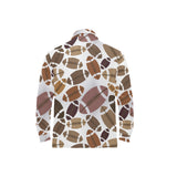 American football ball pattern Men's Long Sleeve Polo Shirt