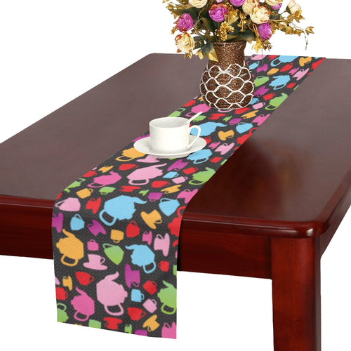Tea pots Pattern Print Design 01 Table Runner