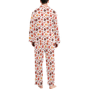 Colorful Maple Leaf pattern Men's Long Pajama Set