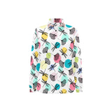 Dragonflies ginkgo leaves pattern Women's Long Sleeve Polo Shirt