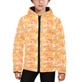 Camper Van Pattern Print Design 04 Kids' Boys' Girls' Padded Hooded Jacket