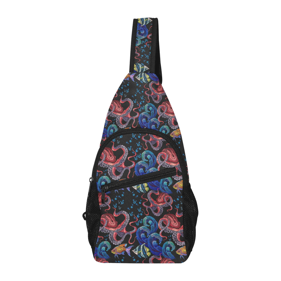 Octopus sea wave tropical fishe pattern All Over Print Chest Bag