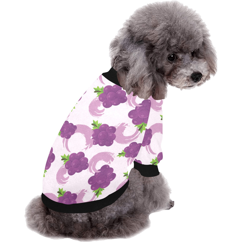 Cute Grape pattern All Over Print Pet Dog Round Neck Fuzzy Shirt