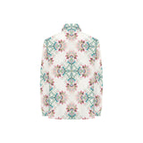 Square floral indian flower pattern Women's Long Sleeve Polo Shirt