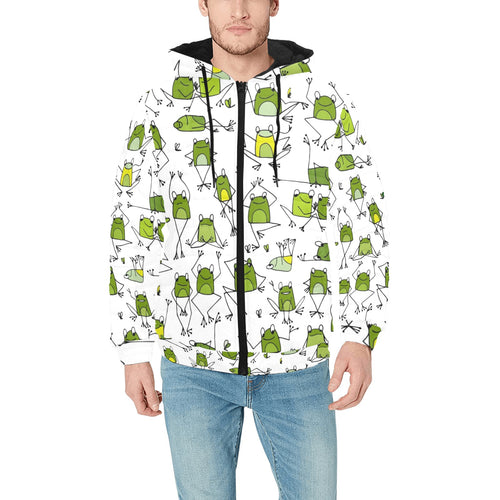 Sketch funny frog pattern Men's Padded Hooded Jacket