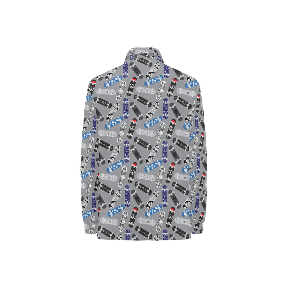 Skate Board Pattern Print Design 03 Women's Long Sleeve Polo Shirt