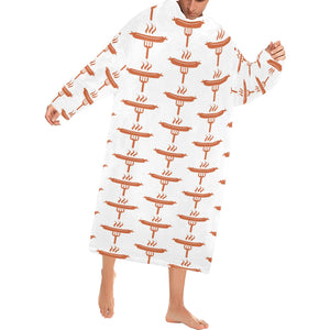 Sausage Pattern Print Design 05 Blanket Robe with Sleeves