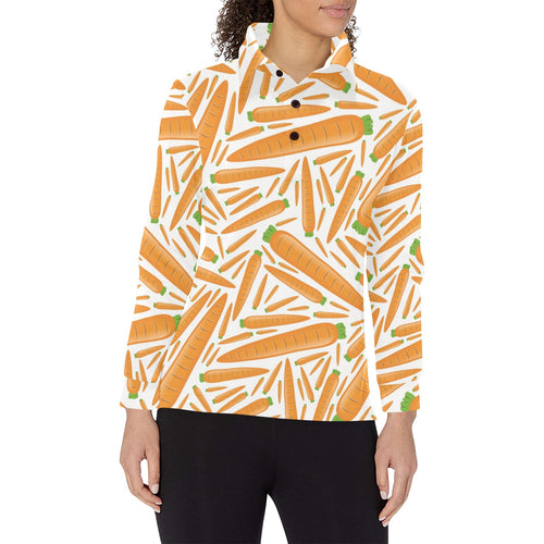 Carrot Pattern Print Design 02 Women's Long Sleeve Polo Shirt